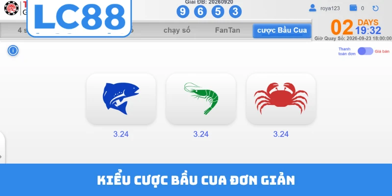 Kiểu cược bầu cua đơn giản